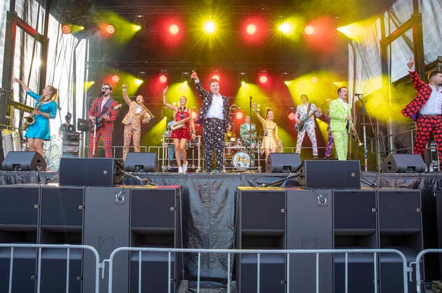 Druckluft live beim Üvverm Horizont Konzert auf dem OpenAir-Port Festival 2021 am Flughafen Köln Bonn. Köln, 04.09.2021