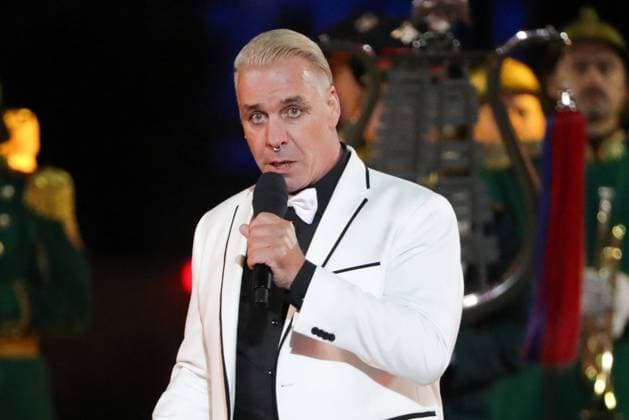 MOSCOW, RUSSIA â€“ SEPEMBER 5, 2021: Lead vocalist Till Lindemann of the German rock band Rammstein performs at the closing of the 2021 Spasskaya Tower International Military Music Festival in Moscow s Red Square. Sergei Karpukhin TASS  TS10F3DB