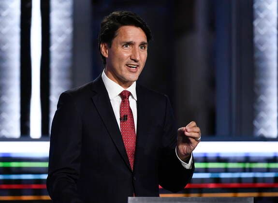 September 9, 2021, Gatineau, PQ, Canada: Liberal Leader Justin Trudeau takes part in the federal election English-language Leaders debate in Gatineau, Que., on Thursday, Sept. 9, 2021. Gatineau Canada  - ZUMAc35_ 20210909_zaf_c35_065 Copyright: xJustinxTangx