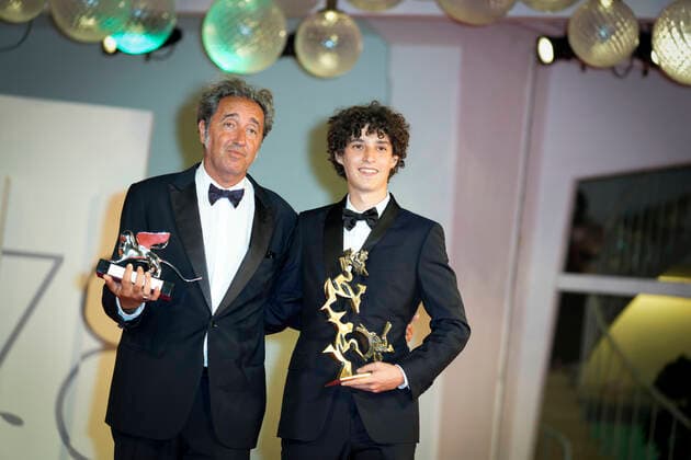 Foto IPP Daniele Cifala™ Venezia 10 09 2021 The 78th Venice Film Festival - Award Winners Photocall - The 78th Venice International Film Festival - nella foto: Director Paolo Sorrentino and Filippo Scotti Italy Photo Press - World Copyright
