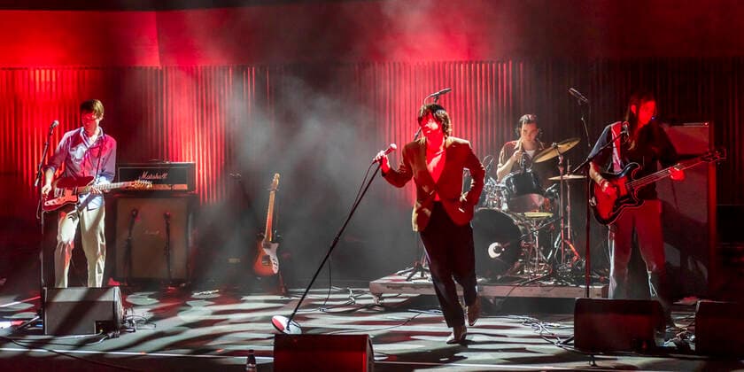 Gruppen Iceage paa scenen under P6 BEAT Rocker Koncerthuset loerdag den 11. september 2021. For ottende gang afholder P6 radiokanalen P6 BEAT Rocker Koncerthuset, hvor det ypperligste den danske musikscene kan praestere spiller live i DR Koncerthuset. Showet er ogsaa en markering af P6 BEATs 10 aars foedselsdag.. , Copenhagen