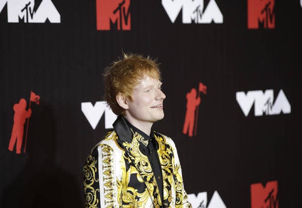 Ed Sheeran arrives on the red carpet at the 38th annual MTV Video Music Awards at Barclays Center in New York City on Sunday, September 12, 2021.  NYP20210912169 JOHNxANGELILLO