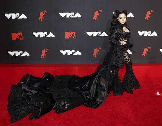 Bella Poarch arrives on the red carpet at the 38th annual MTV Video Music Awards at Barclays Center in New York City on Sunday, September 12, 2021.  NYP20210912907 JOHNxANGELILLO