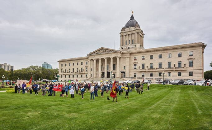 September 13, 2021, Winnipeg, mb, Canada: Protesters marched from the Manitoba Legislative Building to City Hall in Winnipeg on Monday, September 13, 2021. A group that calls themselves Canadian Frontline Nurses organized protests in all Canadian Provinces Monday. Winnipeg Canada  - ZUMAc35_ 20210913_zaf_c35_037 Copyright: xDavidxLipnowskix