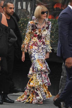 NEW YORK, NY- SEPTEMBER 13: Anna Wintour seen exiting The Mark Hotel on the way to the 2021 Met Gala in New York City on September 13, 2021. Copyright: xErikxNielsenx