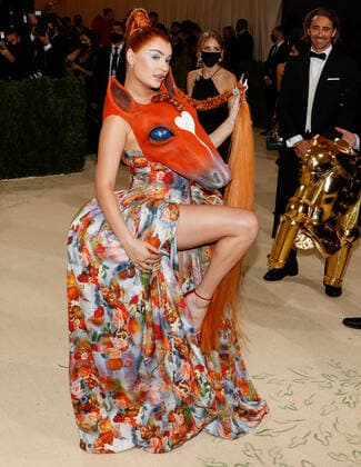 Kim Petras arrives for The Met Gala at The Metropolitan Museum of Art celebrating the opening of In America: A Lexicon of Fashion in New York City on Monday, September 13, 2021.  NYP20210913578 JOHNxANGELILLO