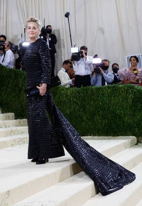 Sharon Stone arrives for The Met Gala at The Metropolitan Museum of Art celebrating the opening of In America: A Lexicon of Fashion in New York City on Monday, September 13, 2021.  NYP20210913608 JOHNxANGELILLO