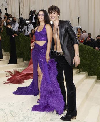 Camila Cabello and Shawn Mendes arrive on the red carpet for The Met Gala at The Metropolitan Museum of Art celebrating the opening of In America: A Lexicon of Fashion in New York City on Monday, September 13, 2021.  NYP20210913366 JOHNxANGELILLO