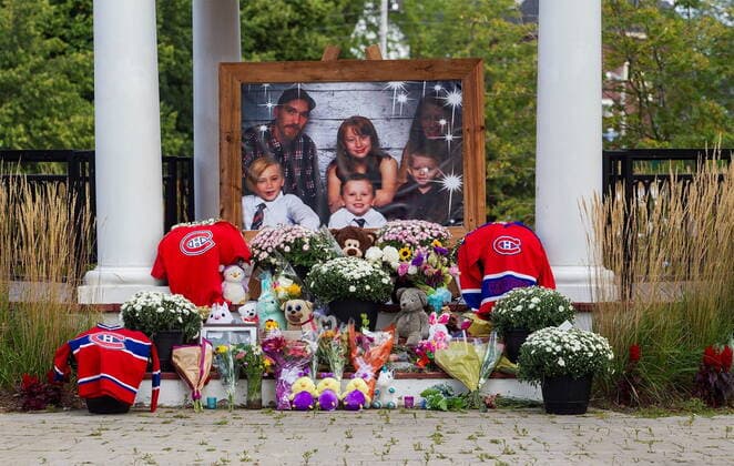 September 14, 2021, Amherst, NS, Canada: A memorial site is shown in Amherst, N.S. on Tuesday Sept. 14, 2021. A Nova Scotia town is grieving the loss of a family of six, including four children, whose bodies were discovered Sunday evening following a fire in a travel trailer. Amherst Canada  - ZUMAc35_ 20210914_zaf_c35_019 Copyright: xRonxWardx