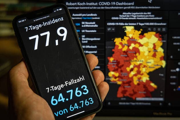 Coronavirus in Deutschland - Covid-19-Dashboard des Robert Koch-Institut 15.09.2021: Robert Koch-Institut: 7-Tage-Inzidenz 77,9. 7-Tage-Fallzahl 64.763. COVID-19-Fälle 4.101.931. Zugang um 12.455 gegenüber dem Vortag. COVID-19-Todesfälle 92.769. Zugang um 83 gegenüber dem Vortag.