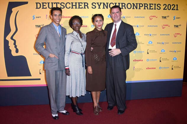 David Hermlin, Joyce Hermlin, Rachel Hermlin und Andrej Hermlin bei der Verleihung des Deutschen Synchronpreises 2021 im Tipi am Kanzleramt. Berlin, 15.09.2021