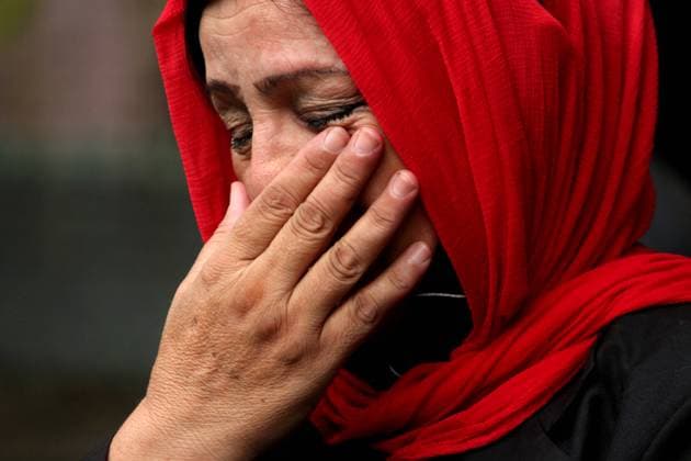 Frauen unter dem Taliban Regime in Afghanistan INDIA-AFGHANISTAN-PROTEST An Afghan national breaks down during a protest against Pakistan s alleged support to the Taliban, in New Delhi, India on September 16, 2021. New Delhi India makhija-notitle210916_npIHp  Copyright: xMayankxMakhijax