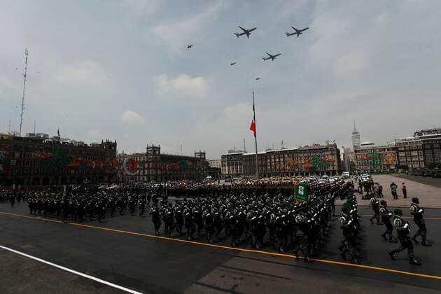 Photograph of the military parade of the 211st Anniversary of the Independence of Mexico, today, in the Zocalo of Mexico City, Mexico 16 September 2021. 211 anniversary of the independence of Mexico !ACHTUNG: NUR REDAKTIONELLE NUTZUNG!  Copyright: xJoséxMéndezx MEX1661 20210916-d4bde70e1374a13dca1d0114f4b75672ccdd9987