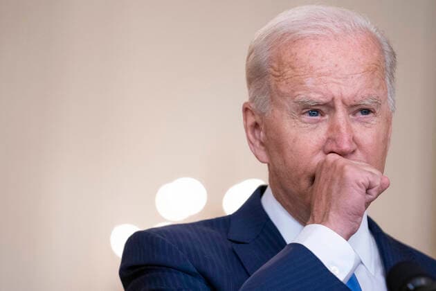 United States President Joe Biden pauses to cough during remarks on the economy in the East Room of the White House in Washington, DC on Thursday, September 16, 2021. Copyright: xSarahxSilbigerx xPoolxviaxCNPx MediaPunchx