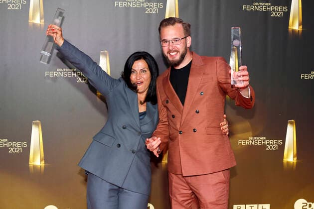 Xenia Kalinitchenko und Philip Drangmeister bei der Verleihung des Deutschen Fernsehpreises 2021 im Tanzbrunnen. Köln, 16.09.2021