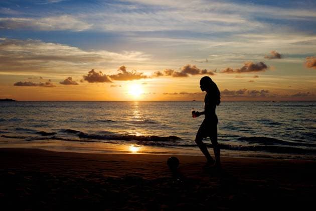 Sunset at Seven Mile Beach, Negril, Jamaica, 05.06.2013, Copyright: xKarenxFoxx walking,reflection,silhouette,escape,idyllic,peaceful,tranquil,relaxation,one person,jamaica,outdoors,coast,beach,sea,scenics,summer,evening,sunlight,travel,vacation,sunset and sunrise,horizon over water,paradise,travel destination,beauty in nature,tourist destination,June 2013 Release,negril,seven mile beach,Walking,Escape,Heaven,Mood,Calm,Idyllic,Relaxation,One Person,The Caribbean,Jamaica,Back Lit,Silhouette,Symbol,Orthographic Symbol,Numeral,Horizon,Horizon Over Water,Coastline,Beach,Light,Light Effect,Reflection,Sunlight,Flowing Water,Ocean,Outdoors,Summer,Twilight,Evening,Nature,Beauty In Nature,Scenics,Religion,Christianity,Scripture,Bible,Old Testamen Ref:IS09A8PK6