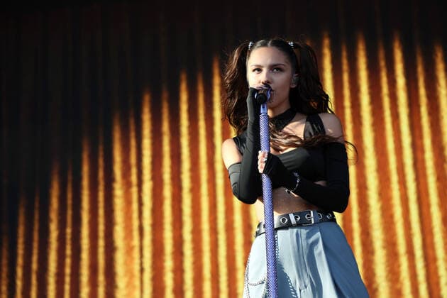 Pop singer Olivia Rodrigo performs on stage during the iHeartRadio Music Festival Daytime Concerts at Area15 in Las Vegas, Nevada on Saturday, September 18, 2021.  LAV2021091804 JAMESxATOA