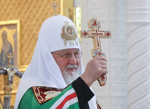 VOLGOGRAD, RUSSIA - SEPTEMBER 19, 2021: Patriarch Kirill of Moscow and All Russia attends a ceremony to consecrate Alexander Nevsky Cathedral rebuilt after its destruction by Bolsheviks in 1932. Initially erected in Tsaritsyn (Volgograd s name until 1925) in 1916, it marked the rescue of Emperor Alexander III of Russia from the Borki train disaster in 1888. Dmitry Rogulin TASS  TS111288