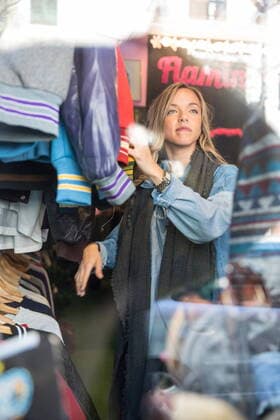 Young woman browsing vintage clothes in thrift store, 23.04.2018, Copyright: xRUSSxROHDEx, model released, , property released, buying,choosing,shopping,waist up,retro,style,happiness,vintage,clothes rail,20 to 24 years,caucasian ethnicity,female,girl,young woman,only one young woman,one person,indoors,retail structures,shop,clothes shop,day,clothing,fashion,lifestyle,youth culture,thrift store,second hand,April 2018 Release,Buying,Shopping,Caucasian Ethnicity,Young Adult,20-24 Years,Female,Women,Young Women,Young Adult Woman,Girls,Girl,Choice,Decisions,Style,Wellbeing,Happiness,One Person,Old-Fashioned,Vintage,Retro Revival,Waist Up,Work Tool,Clock,Clock Hand,Clothes Rack,Symbol,Orthographic Symbol,Numeral,Store,Second Hand Shop,Clothes Ref:IS09BD3H6
