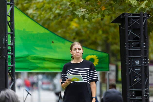 Wahlkampfauftritt Bundestagskandidatin Merle Spellerberg, Bündnis 90 Die Grünen Dresden Sachsen GERMANY