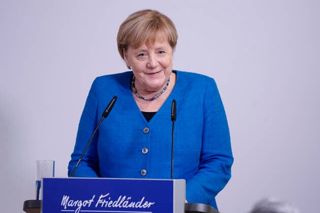 Verleihung des Margot-Friedlaender-Preis 2021 Aktuell,20.09.2021,Berlin, Bundeskanzlerin Dr. Angela Merkel im Portrait bei Ihrer Laudation bei der Verleihung des Margot Friedlaender Preis Berlin Berlin Deutschland