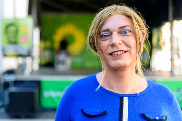 Tessa Ganserer bei einer Wahlkampfveranstaltung der Grünen auf dem Kornmarkt. Nürnberg, 23.09.2021