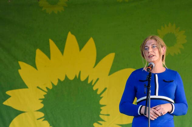 Tessa Ganserer bei einer Wahlkampfveranstaltung der Grünen auf dem Kornmarkt. Nürnberg, 23.09.2021