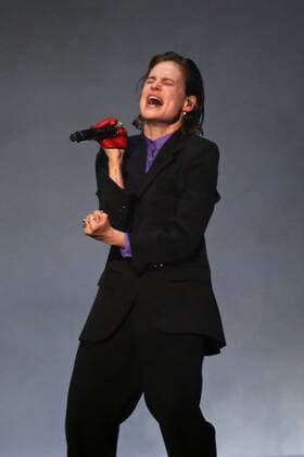 Christine and the Queens perform during the Global Citizen Live concert in Paris on Saturday, September 25, 2021. The concert, held at the base of the Eiffel Tower, is one of several taking place in cities around the world including New York, Los Angeles, London, Sydney, Lagos, Rio, Mumbai and Seoul. The event aims to raise awareness for issues related to the climate and ending poverty. PARI20210925026 DAVIDxSILPA