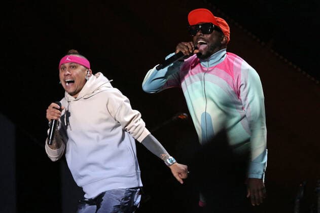 Taboo (L) and will.i.am of the Black Eyed Peas perform during the Global Citizen Live concert in Paris on Saturday, September 25, 2021. The concert, held at the base of the Eiffel Tower, is one of several taking place in cities around the world including New York, Los Angeles, London, Sydney, Lagos, Rio, Mumbai and Seoul. The event aims to raise awareness for issues related to the climate and ending poverty. PARI20210925043 DAVIDxSILPA