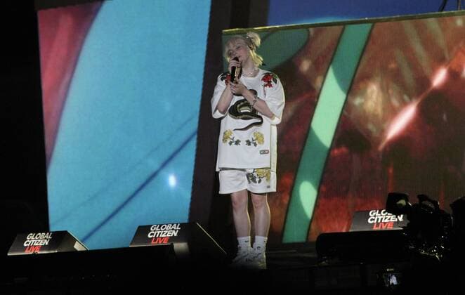 September 25, 2021, New York, USA: Billie Eilish performs at The Global Citizen Live at Central Park lawn in New York. To get into the event, there is need of vaccination proof for everyone.  Copyright: xNiyixFotex