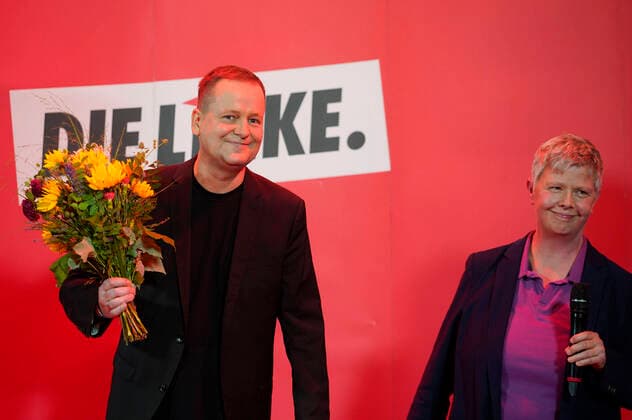 Klaus Lederer bei der Wahlparty der Partei Die Linke zur Bundestagswahl 2021 im Festsaal Kreuzberg. Berlin, 26.09.2021 *** Klaus Lederer at the election party of the party Die Linke for the Bundestag election 2021 at Festsaal Kreuzberg Berlin, 26 09 2021 Foto:xT.xBartillax xFuturexImage