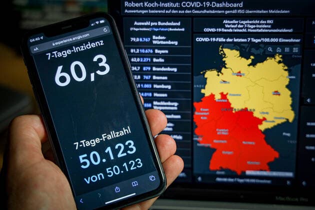 Coronavirus in Deutschland - Covid-19-Dashboard des Robert Koch-Institut 28.09.2021: Robert Koch-Institut: 7-Tage-Inzidenz 60,3. 7-Tage-Fallzahl 50.123. COVID-19-Fälle 4.203.571. Zugang um 4.171 gegenüber dem Vortag. COVID-19-Todesfälle 93.504. Zugang um 101 gegenüber dem Vortag.