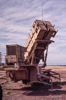 A U.S. Army MIM-104 Patriot Missile launcher on display at Holloman Air Force Base. Alamogordo Holloman Air Force Base New Mexico United States Copyright: xJonxG.xFullerx JGF-military-Patriot Missile-US-9714