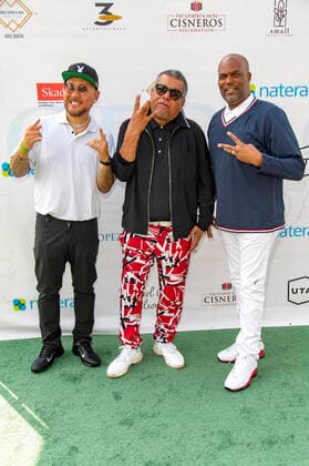 Ben Baller, George Lopez und Chris Spencer beim 14. George Lopez Celebrity Golf Classic Turnier im Lakeside Country Club. Toluca Lake, 04.10.2021