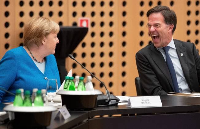 News Themen der Woche KW40 News Bilder des Tages Chancellor of Germany Angela Merkel and Prime Minister of the Netherlands Mark Rutte pictured during the informal dinner of the heads of delegations, at the EU-Western Balkans summit in Brdo pri Kranju, in Kranj, Slovenia, Tuesday 05 October 2021.  BENOITxDOPPAGNE 3107406