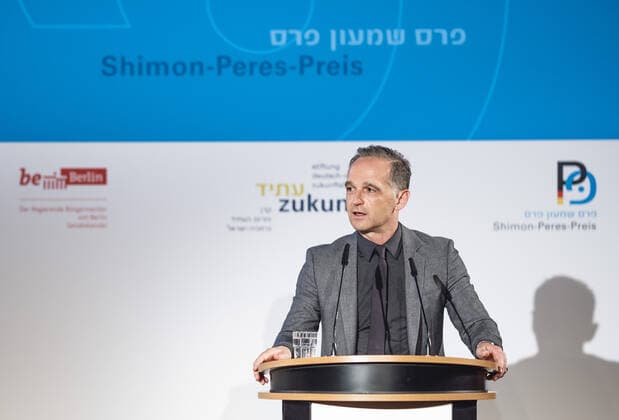 Bundesaussenminister Heiko Maas, SPD, im Rahmen der Verleihung des Shimon-Peres-Preises im Roten Rathaus. Berlin, 11.08.2021. Berlin Deutschland