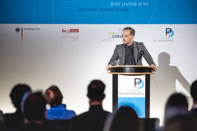 Bundesaussenminister Heiko Maas, SPD, im Rahmen der Verleihung des Shimon-Peres-Preises im Roten Rathaus. Berlin, 11.08.2021. Berlin Deutschland