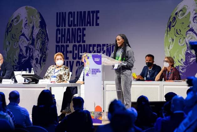 Berühmte Feministinnen, Vanessa Nakate Youth4Climate Pre-COP Event In Milan Vanessa Nakate attends the Youth4Climate Pre-COP Event at MiCo Convention Centre on September 28, 2021 in Milan, Italy. Milan Italy bremec-notitle210928_np3JN  Copyright: xAlessandroxBremecx