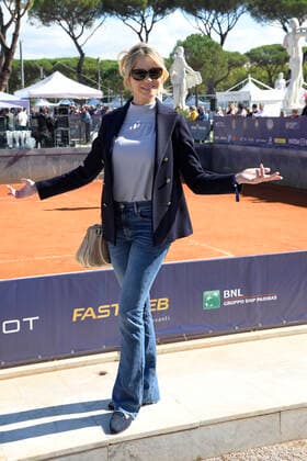 October 10, 2021, Rome, Italy: Anna Falchi attends the Tennis & Friends second day event organized by the Agostino Gemelli University Polyclinic Foundation and CONI, in favor of Health and Sport for the development of psychophysical well-being which was held at the Foro Italico. Rome Italy - ZUMAs197 20211010_zaa_s197_048 Copyright: xMarioxCartellix