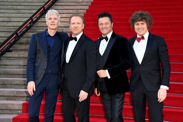 Martin Fröst, Daniel Hope, Piotr Beczala und Joolz Gale bei der Verleihung des Opus Klassik 2021 im Konzerthaus am Gendarmenmarkt. Berlin, 10.10.2021