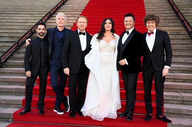 Pablo Ferrandez, Martin Fröst, Daniel Hope, Sonya Yoncheva, Piotr Beczala und Augustin Hadelich bei der Verleihung des Opus Klassik 2021 im Konzerthaus am Gendarmenmarkt. Berlin, 10.10.2021