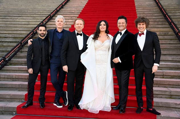 Pablo Ferrandez, Martin Fröst, Daniel Hope, Sonya Yoncheva, Piotr Beczala und Augustin Hadelich bei der Verleihung des Opus Klassik 2021 im Konzerthaus am Gendarmenmarkt. Berlin, 10.10.2021
