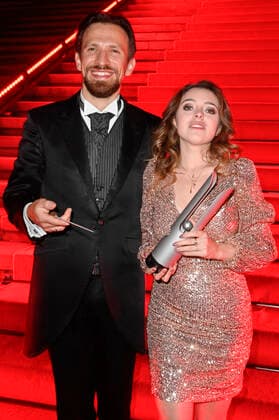 Cornelius Meister und Lucienne Renaudin Vary bei der Verleihung des Opus Klassik 2021 im Konzerthaus am Gendarmenmarkt. Berlin, 10.10.2021