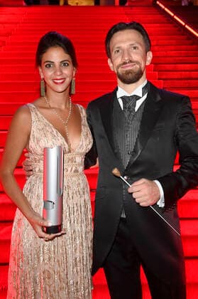 Fatma Said und Cornelius Meister bei der Verleihung des Opus Klassik 2021 im Konzerthaus am Gendarmenmarkt. Berlin, 10.10.2021