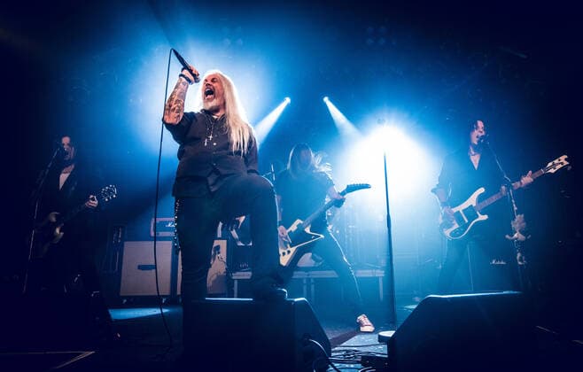 Grand Rezerva Malmo, Sweden. 08th, October 2021. The Swedish rock band Grand Rezerva performs a live concert at Kulturbolaget in Malmoe. Here vocalist Michael C. Svensson is seen live on stage. Malm? Sweden  Copyright: xGonzalesxPhoto JoexMillerx