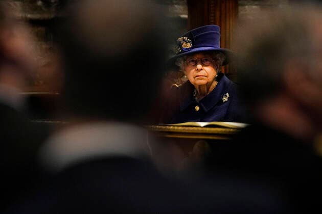. 12 10 2021. London, United Kingdom. Queen Elizabeth II accompanied by Princess Anne, at a Service of Thanksgiving to mark the Centenary of the Royal British Legion at Westminster Abbey in London.  xPoolx xi-Imagesx IIM-22672-0022