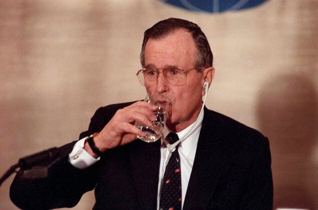 Meeting between Mikhail Gorbachev and George H. W. Bush in Malta 6639061 02.12.1989 The Malta Summit, a meeting between U.S. President George H. W. Bush and General Secretary of the Central Committee of the Communist Party of the USSR Mikhail Gorbachev, which took place on board the Soviet cruise ship Maxim Gorky in Malta on December 2 3, 1989. U.S. President George H. W. Bush during a news conference. Yuryi Abramochkin Malta  Copyright: xYuryixAbramochkinx