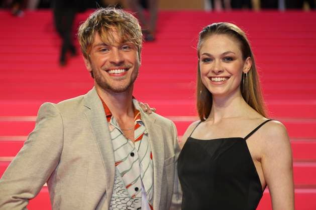 Cannes, France - October 13, 2021: Cast of german Period Drama Sisi with german Actors Jannik Schuemann and Pauline Renevier at Canneseries, International Series Festival and MIPCOM. Mandoga Media Canneseries MIPCOM, german Period Drama Sisi
