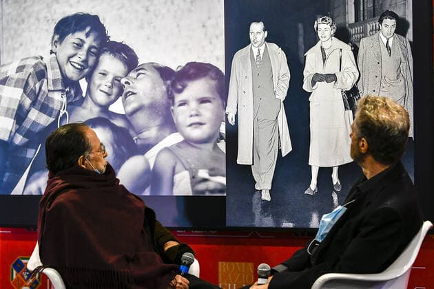 Renzo Rossellini and Roberto Petrocchi during the Press conference for the presentation of Roberto Rossellini International Award at Spazio Roma Lazio Film Commission - Oct 15th 2021