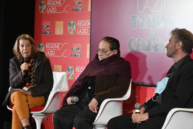Renzo Rossellini, Luciana Burlin and Roberto Petrocchi during the Press conference for the presentation of Roberto Rossellini International Award at Spazio Roma Lazio Film Commission - Oct 15th 2021